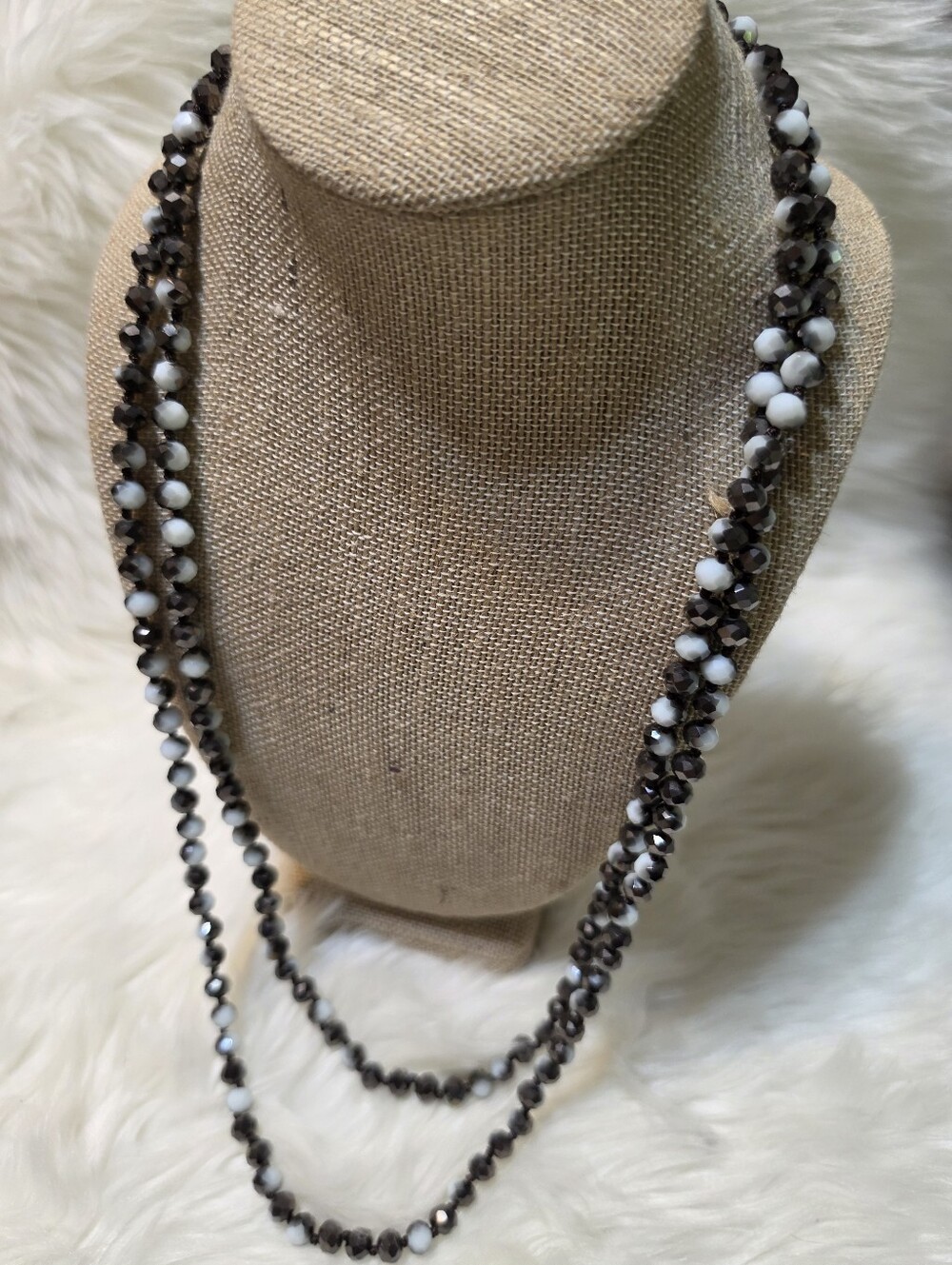 Black & White Beaded Necklace - Game Day - Collegiate Team Spirit